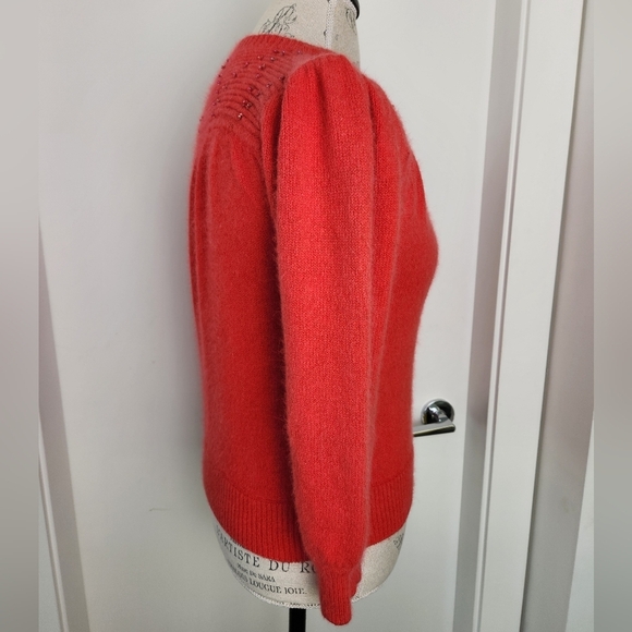 80s Silk Beaded Puff Sleeve Sweater - Picture 3 of 9